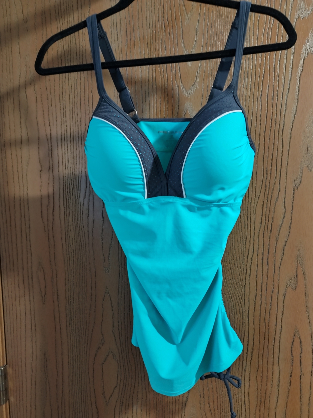 Free Country Aqua Green Swim Top & Short Set with Dark Gray Trim